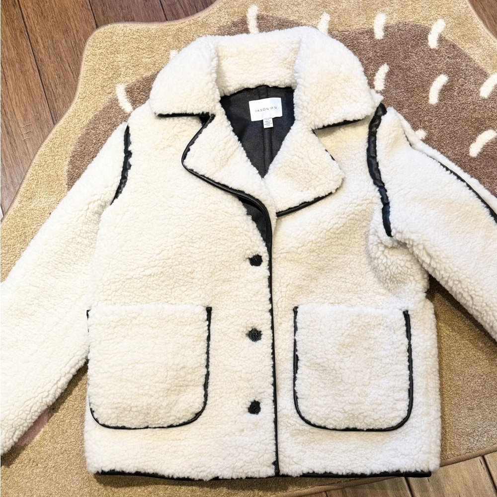 like new! Jason Wu Faux Leather Trim Faux Shearling winter Coat jacket